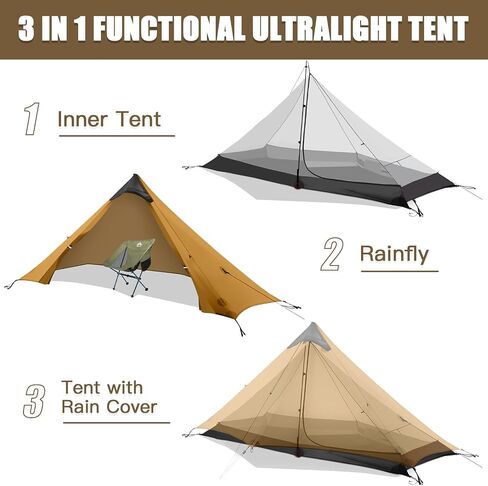 Night Cat Ultralight Tent 2 Person for Professional Backpacker Hiker 3 LBS Only Backpacking Bivvy Ground Tent Heavy Rain Waterproof Trekking Pole Not Included in Saudi Arabia