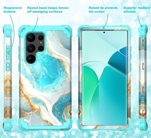 Hocase for Galaxy S23 Ultra Case, Shockproof Heavy Duty Hard Plastic+Soft Silicone Rubber Bumper Hybrid Dual-Layer Protective Case for Samsung Galaxy S23 Ultra 6.8" 2023 - Mandala in Galaxy in Kuwait