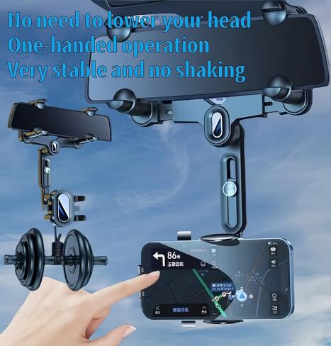 Rearview Mirror Phone Holder For Car, Magnetic 360° Rotatable And Retractable Rear View Mirror Phone Holder, Four Corners Fixed Anti-Shake Design, Car Phone Holder For All Mobile Phones And Car in Saudi Arabia