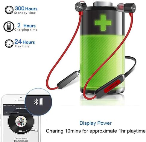 NANAMI Bluetooth Headphones Wireless Earbuds Sports Magnetic Neckband Wireless Headsets, HiFi Stereo Deep Bass Bluetooth 5.0 Earphones IPX7 Waterproof with Mic for Gym Workout Running 15h Playtime in Kuwait