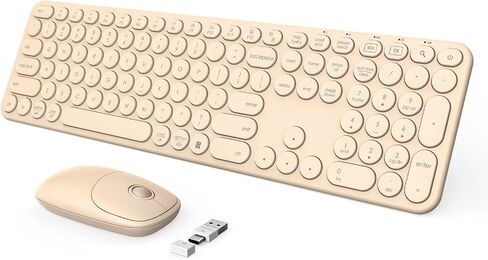 seenda Wireless Keyboard and Mouse, USB & Type C 2-in-1 Receiver, Full Size Green Wireless Keyboard Mouse Combo, Compatible for Windows 7/8/10/11, MacBook Pro/Air, Laptop, Desktop, PC - Mint Green in Saudi Arabia