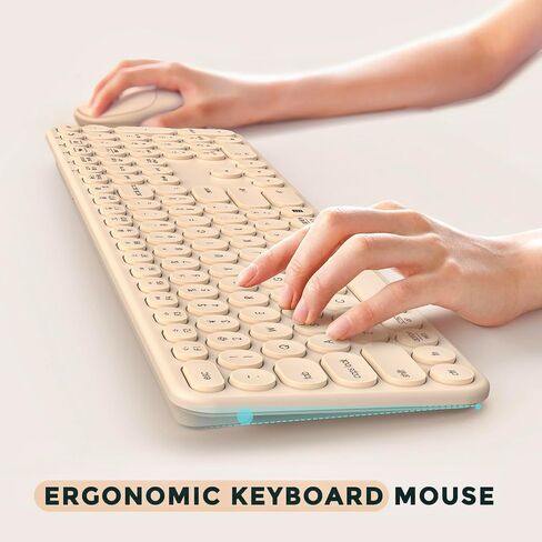 seenda Wireless Keyboard and Mouse, USB & Type C 2-in-1 Receiver, Full Size Green Wireless Keyboard Mouse Combo, Compatible for Windows 7/8/10/11, MacBook Pro/Air, Laptop, Desktop, PC - Mint Green in Saudi Arabia