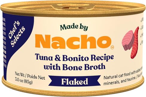 Made by Nacho Chef's Selects Adult Wet Cat Food Flaked Fish Recipe Variety Pack 12 Pack (3 oz) in Saudi Arabia
