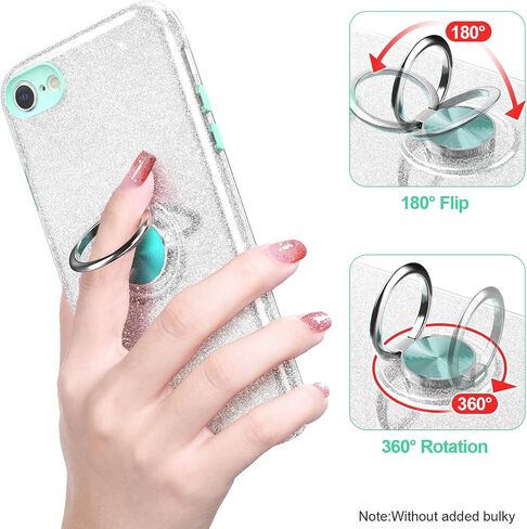 for iPhone SE 2020 Case Glitter,Slim Fit Sparkly Case with 360°Ring Holder Kickstand Shock Absorbent Sturdy Glitter Cover,for iPhone 8/7/SE 2020/SE 3 2022 Case for Girls,Pink in Saudi Arabia