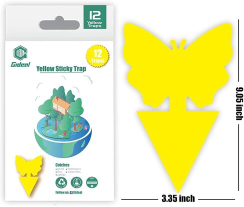 Gideal 30-Pack Dual-Sided Yellow Sticky Traps for Flying Plant Insect Such as Fungus Gnats, Whiteflies, Aphids, Leafminers,Thrips - (6x8 Inches, Included 30pcs Twist Ties) in Saudi Arabia