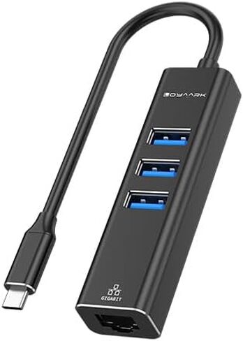 USB 3.0 Ethernet Adapter, USB C Hub with RJ45 1000 Gigabit Ethernet Ports, 3 USB 3.0 Data Transfer Ports and 1 USB C Data Transfer Port, USB C to Network Adapter for MacBook Pro/Air, Chromebooks in Saudi Arabia