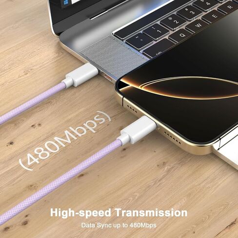 iPhone 16 Pro Max Fast Charging Cable,[Apple MFi Certified] 60W Braided 2Pack USB C to USB C Fast Charging Cable 6ft,Type C Fast Charger Cord for iPhone 16/16 Pro/16 Plus/Pro Max/15 Galaxy Pixel iPad in Saudi Arabia