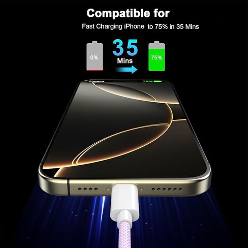 iPhone 16 Pro Max Fast Charging Cable,[Apple MFi Certified] 60W Braided 2Pack USB C to USB C Fast Charging Cable 6ft,Type C Fast Charger Cord for iPhone 16/16 Pro/16 Plus/Pro Max/15 Galaxy Pixel iPad in Saudi Arabia