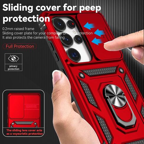for Samsung Galaxy S25 Ultra Case with Camera Lens Cover HD Screen Protector, Military-Grade Drop Tested Magnetic Ring Holder Kickstand Protective Phone Case for Samsung Galaxy S25 Ultra (Navy Blue) in Saudi Arabia