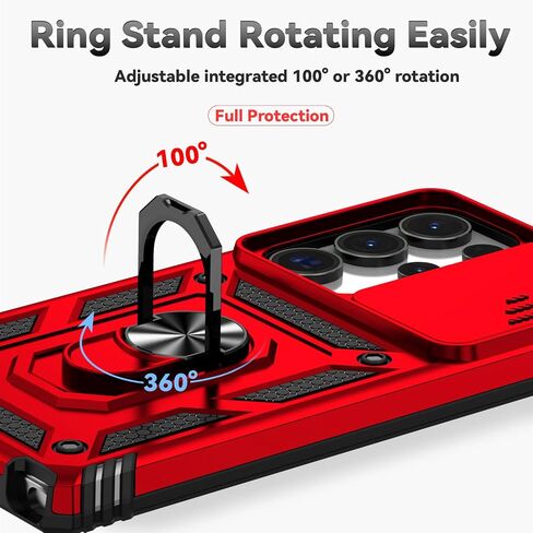 for Samsung Galaxy S25 Ultra Case with Camera Lens Cover HD Screen Protector, Military-Grade Drop Tested Magnetic Ring Holder Kickstand Protective Phone Case for Samsung Galaxy S25 Ultra (Navy Blue) in Saudi Arabia