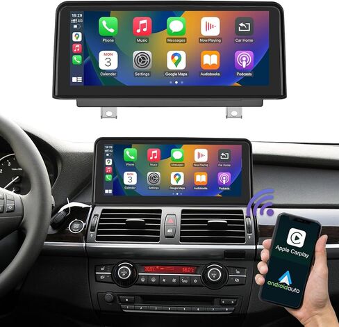 Road Top 12.3 بوصة شاشة لمس السيارة اللاسلكية CarPlay Android Auto لسيارة BMW X5 X6 Series E70/E71 2009-2013 سنة مع نظام CIC، مستقبل راديو الوسائط المتعددة ستيريو للسيارة in Kuwait