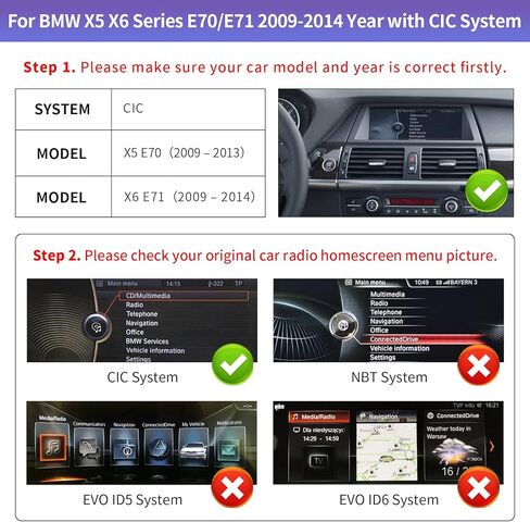 Road Top 12.3 بوصة شاشة لمس السيارة اللاسلكية CarPlay Android Auto لسيارة BMW X5 X6 Series E70/E71 2009-2013 سنة مع نظام CIC، مستقبل راديو الوسائط المتعددة ستيريو للسيارة in Kuwait