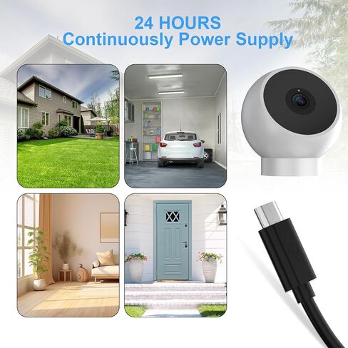 سلك طاقة كابل Micro Micro 10m/33ft Micro متوافق مع الكاميرا الداخلية eufy e200 Wyze Cam Pan V3 v4 Blink Xiaomi Mi 360 ° Camera 2K Pro Extra Micro USB Cable for Security Camera ، White in Kuwait