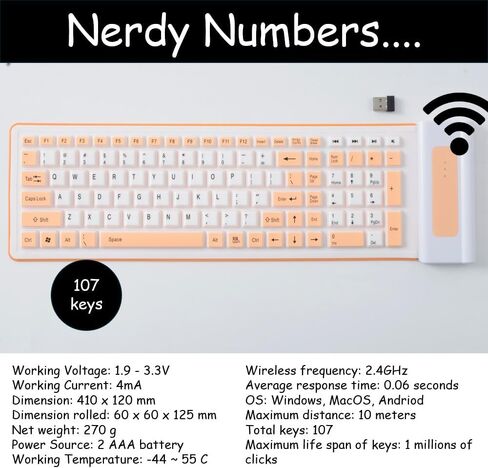 King Mills Waterproof Flexible Foldable Wireless Roll Up Keyboard Made of Silicone, Ideal as Spare Keyboard, Kids Computer Keyboard (Black, Wireless) in Saudi Arabia