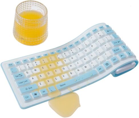 King Mills Waterproof Flexible Foldable Wireless Roll Up Keyboard Made of Silicone, Ideal as Spare Keyboard, Kids Computer Keyboard (Black, Wireless) in Saudi Arabia
