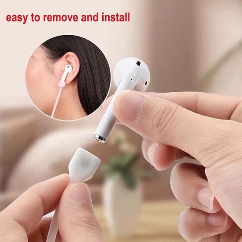 Magnetic Anti-Lost Straps for AirPods Accessory, Colorful Soft Silicone Sports Lanyard.Ultra Strong Cord Anti-Lost Leash Sports String, Neck Rope Cord,Christmas Gift [4 Pack] (Black+Black+White+White) in Saudi Arabia