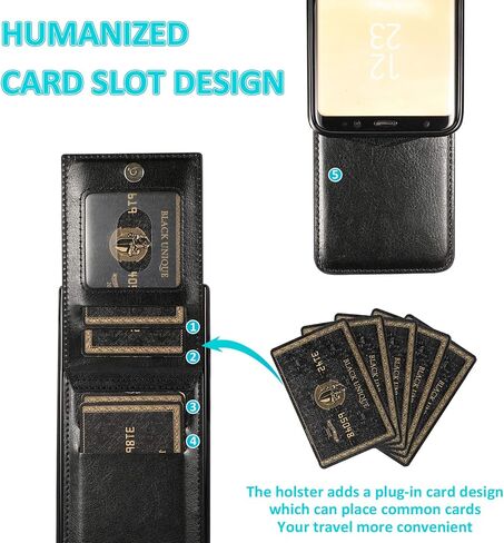 Phone Case for Samsung Galaxy S8 with Tempered Glass Screen Protector and Credit Card Holder Wallet Cover Stand Leather Cell Accessories Glaxay S 8 Gaxaly 8S Edge SM-G950U Cases Women Men Blue in Saudi Arabia