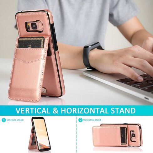 Phone Case for Samsung Galaxy S8 with Tempered Glass Screen Protector and Credit Card Holder Wallet Cover Stand Leather Cell Accessories Glaxay S 8 Gaxaly 8S Edge SM-G950U Cases Women Men Blue in Saudi Arabia