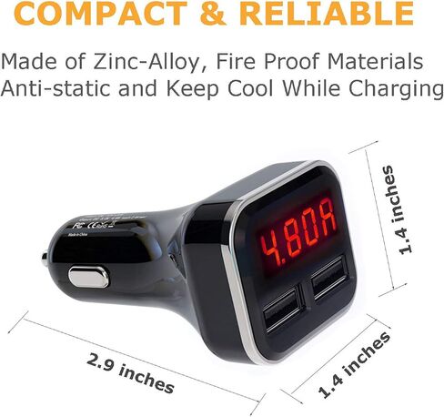 Alivation 3IN1 Digital Volt Gauge with USB Car Charger, 24W Cigarette Lighter Voltage Display Volt Meter Car Battery Monitor with LED Voltage & Amps Display, Dual USB for iPhone X 8 7 6S 6 Plus, 5 SE in Saudi Arabia