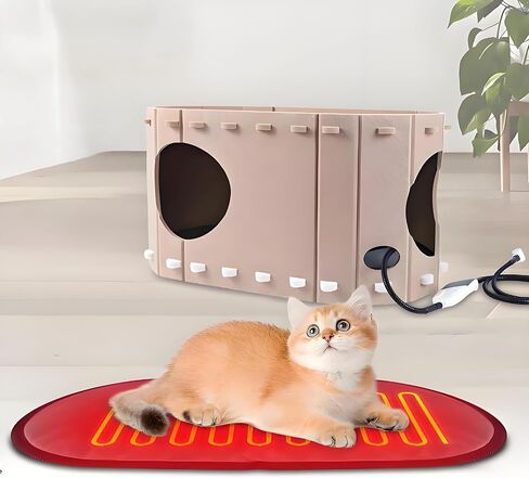 Heated Cat House for Indoor, Heated Cat Shelter Kitty Bed with Adjustable Temperature Heating pad,Heated pet House Scratch Resistant Caves in Saudi Arabia