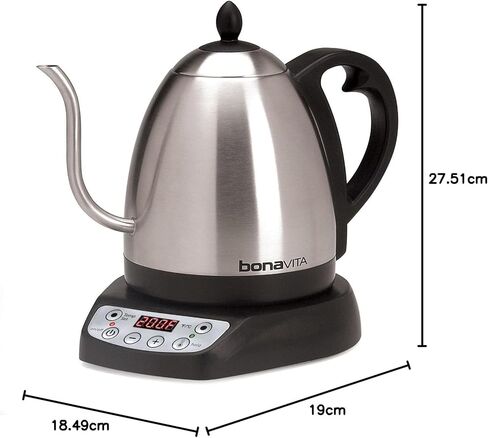 Bonavita 1 Liter Digital Variable Temperature Gooseneck Electric Kettle, Coffee Kettle Pour Over or Making Tea, Precise Control, 6 Preset, Commercial or Home Use, 1000 Watt (Stainless Base) in Kuwait