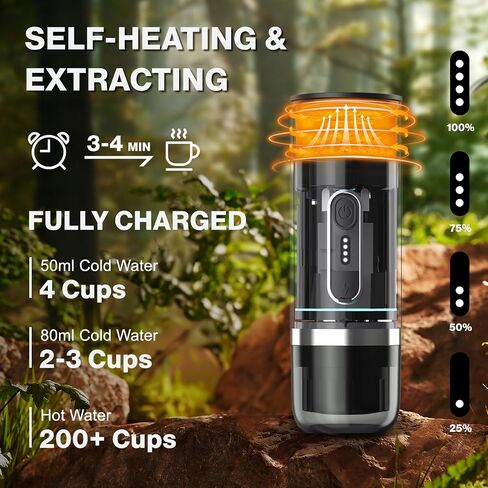 Portable Espresso Maker, Wireless Self-heating, Mini Coffee Maker, 80ml Water Tank, Ground Coffee Compatible with Nespresso & Dolce Gusto for Travel, Camping, Hiking, Office (Green) in Saudi Arabia