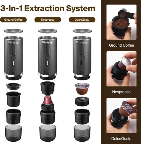 Portable Espresso Maker, Wireless Self-heating, Mini Coffee Maker, 80ml Water Tank, Ground Coffee Compatible with Nespresso & Dolce Gusto for Travel, Camping, Hiking, Office (Green) in Saudi Arabia