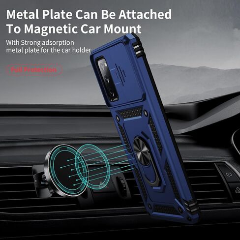 Weycolor for Samsung Galaxy S20 FE 5G Case with Camera Lens Cover, HD Screen Protector, 10 FT Military Grade Drop Protection, Magnetic Ring Holder Kickstand Protective Phone Case, Black in Saudi Arabia