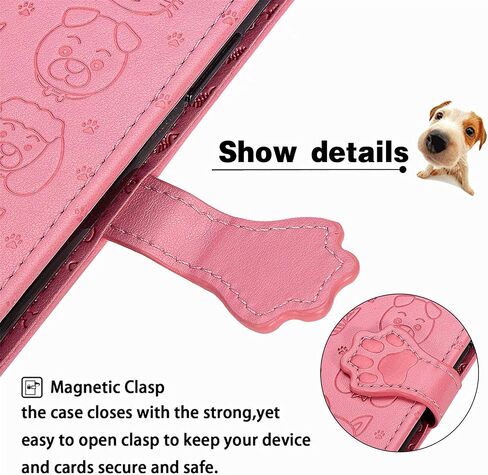 Zyzx Fit for iPhone 12 6.1 "Cartoon Girl Wallet Case ، Cat Dog Flip Phone Shell مع فتحة بطاقات الائتمان وغطاء غطاء حماية مغناطيسي مقاوم للصدمة لـ iPhone 12/Pro Mg (Rose Gold) in Kuwait