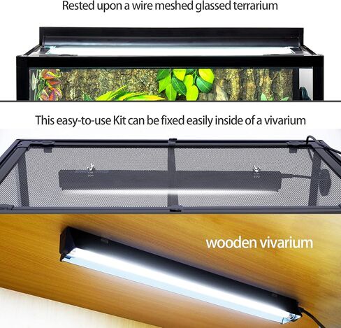 REPTI ZOO 8W Reptile T5 HO UVB Lighting Combo Kit, Light Fixture Reptile Terrarium Hood, with detachable curved reflector and 1pc Desert 10.0 UVB T5 Lamp, ETL certificated in Kuwait