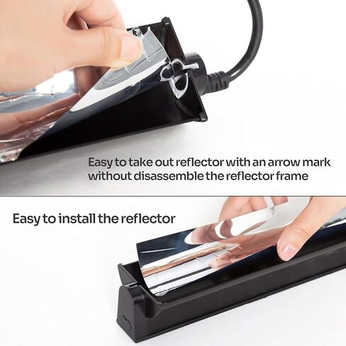 REPTI ZOO 8W Reptile T5 HO UVB Lighting Combo Kit, Light Fixture Reptile Terrarium Hood, with detachable curved reflector and 1pc Desert 10.0 UVB T5 Lamp, ETL certificated in Kuwait