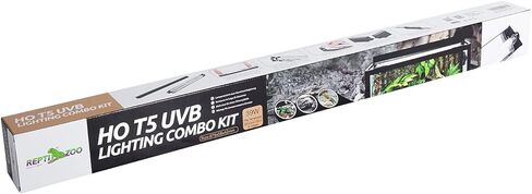 REPTI ZOO 8W Reptile T5 HO UVB Lighting Combo Kit, Light Fixture Reptile Terrarium Hood, with detachable curved reflector and 1pc Desert 10.0 UVB T5 Lamp, ETL certificated in Kuwait