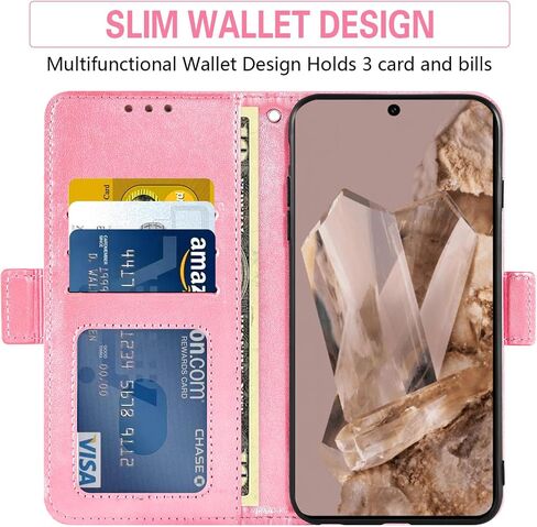Asuwish Phone Case for Google Pixel 8 Pro 5G Wallet Cell Cover with Screen Protector Lanyard Wrist Strap Mandala Flower Zipper Card Holder Slot Stand Pixel8Pro Pixel8 XL Eight 8Pro Women Girls Gray in Saudi Arabia