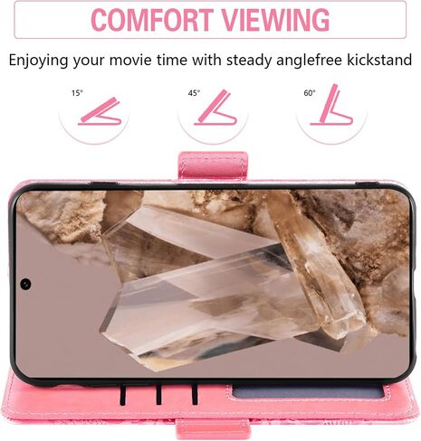 Asuwish Phone Case for Google Pixel 8 Pro 5G Wallet Cell Cover with Screen Protector Lanyard Wrist Strap Mandala Flower Zipper Card Holder Slot Stand Pixel8Pro Pixel8 XL Eight 8Pro Women Girls Gray in Saudi Arabia