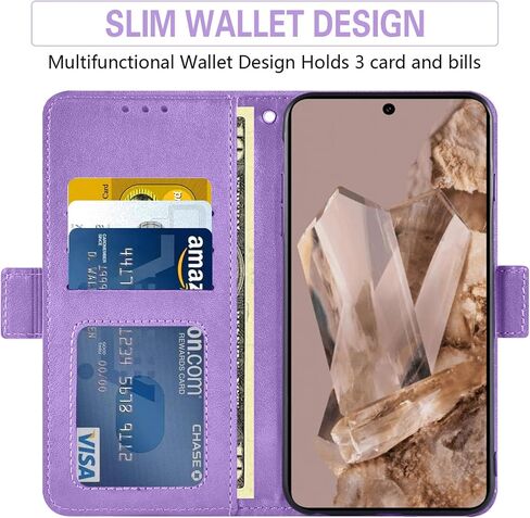 Asuwish Phone Case for Google Pixel 8 Pro 5G Wallet Cell Cover with Screen Protector Lanyard Wrist Strap Mandala Flower Zipper Card Holder Slot Stand Pixel8Pro Pixel8 XL Eight 8Pro Women Girls Gray in Saudi Arabia