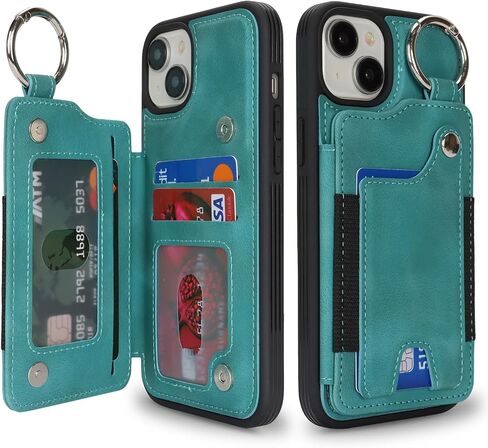 Case for iPhone 12 Pro Max Phone Case مع حامل بطاقة ائتمان حلقة المفاتيح للنساء ، للحصول على محفظة Iphone 12 Pro Max Leather مع فتحات بطاقة Kickstand Former for Men- teal in Kuwait
