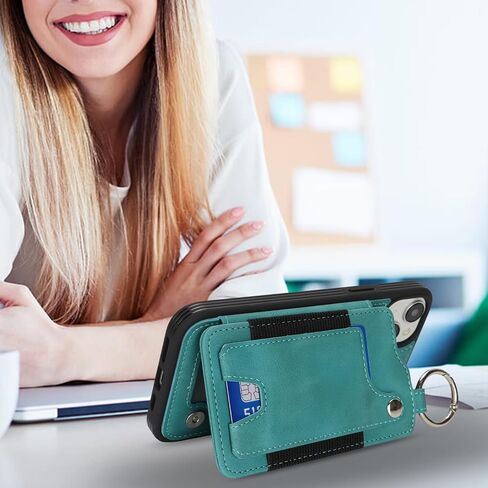Case for iPhone 12 Pro Max Phone Case مع حامل بطاقة ائتمان حلقة المفاتيح للنساء ، للحصول على محفظة Iphone 12 Pro Max Leather مع فتحات بطاقة Kickstand Former for Men- teal in Kuwait