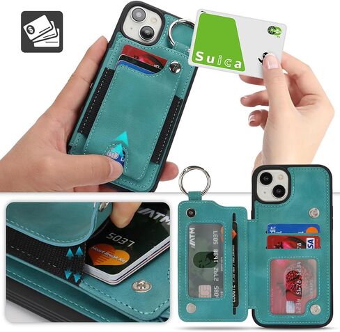 Case for iPhone 12 Pro Max Phone Case مع حامل بطاقة ائتمان حلقة المفاتيح للنساء ، للحصول على محفظة Iphone 12 Pro Max Leather مع فتحات بطاقة Kickstand Former for Men- teal in Kuwait