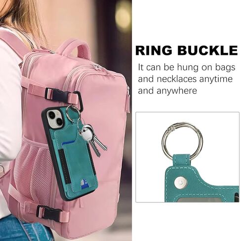 Case for iPhone 12 Pro Max Phone Case مع حامل بطاقة ائتمان حلقة المفاتيح للنساء ، للحصول على محفظة Iphone 12 Pro Max Leather مع فتحات بطاقة Kickstand Former for Men- teal in Kuwait