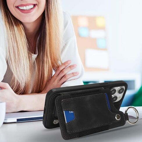 Case for iPhone 12 Pro Max Phone Case with Keychain Ring Credit Card Holder for Women, for iPhone 12 Pro Max Leather Case Wallet with Kickstand Card Slots Fashionable Case for Men- Blue in Kuwait