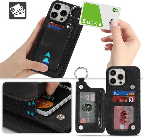 Case for iPhone 12 Pro Max Phone Case with Keychain Ring Credit Card Holder for Women, for iPhone 12 Pro Max Leather Case Wallet with Kickstand Card Slots Fashionable Case for Men- Blue in Kuwait