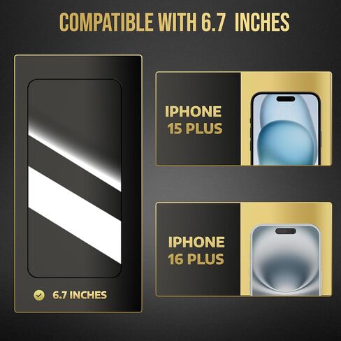 Tempered Glass for iPhone 16 Pro Screen Protector, Easy Install, 9H+ Hardness, Edge to Edge Coverage, Thin & Ultra Clear, Easy Applicator, Pack of 2 in Saudi Arabia