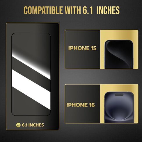 Tempered Glass for iPhone 16 Pro Screen Protector, Easy Install, 9H+ Hardness, Edge to Edge Coverage, Thin & Ultra Clear, Easy Applicator, Pack of 2 in Saudi Arabia