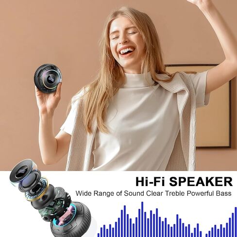 Bluetooth Shower Speaker, Portable Speakers Bluetooth 5.3 HiFi Sound IPX7 Waterproof Wireless Speaker with LED, Light Show, Portable Speaker with Suction Cup and Hand Free Mic for Bathroom/Outdoor in Saudi Arabia