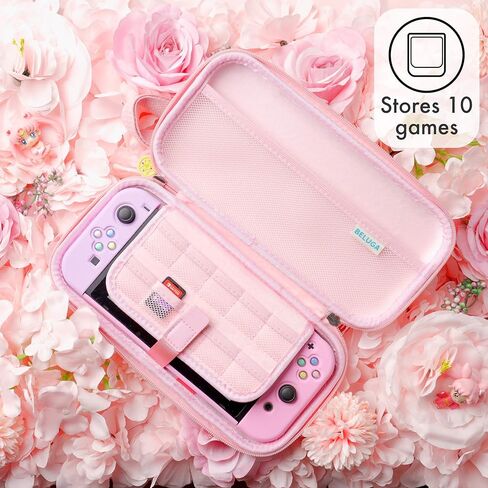 BelugaDesign Game Over Carrying Case | Retro Arcade Space Cool Kids Boys Travel Storage Wrist Shoulder Strap | Compatible with Nintendo Switch Standard Lite OLED (Black) in Kuwait