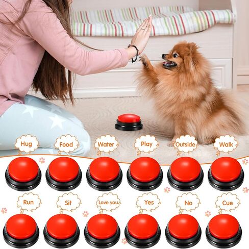 Chumia 12 Pcs Dog Buttons for Communication Dog Talking Buttons Voice Recording Buttons Recordable 30 Seconds Speaking Game Buttons Pet Speech Training Buzzers for Animal Office Home Game(White Base) in Saudi Arabia