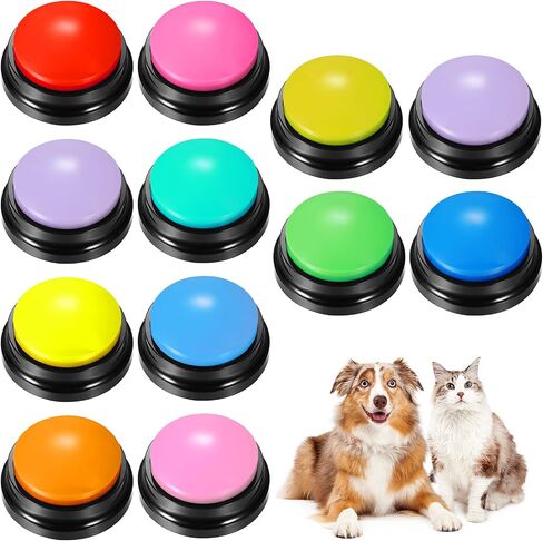 Chumia 12 Pcs Dog Buttons for Communication Dog Talking Buttons Voice Recording Buttons Recordable 30 Seconds Speaking Game Buttons Pet Speech Training Buzzers for Animal Office Home Game(White Base) in Saudi Arabia