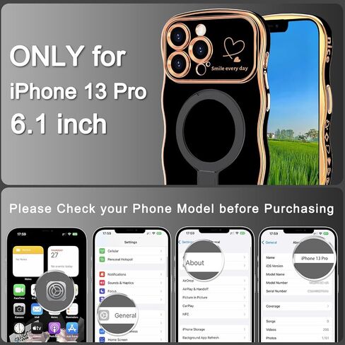 حالة لـ iPhone 14 Pro Max مع حامل مغناطيسي ، وإطار متموج مجعد ، ونمط القلب اللطيف ، وحماية عدسة الحافة ، وحالة ناعمة صدمية ضئيلة لـ iPhone 14 Pro Max-Purple in Saudi Arabia