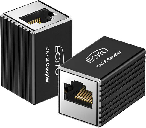5 قطع من وصلات RJ45، هيكل من سبائك الألومنيوم، محولات إيثرنت أنثى إلى أنثى، وحدات 8 دبابيس مستقيمة من خلال الموسع، موصلات الشبكة لكابل إيثرنت Cat8/Cat7/Cat6/Cat6a/Cat5e/Cat5 (أسود) in Saudi Arabia