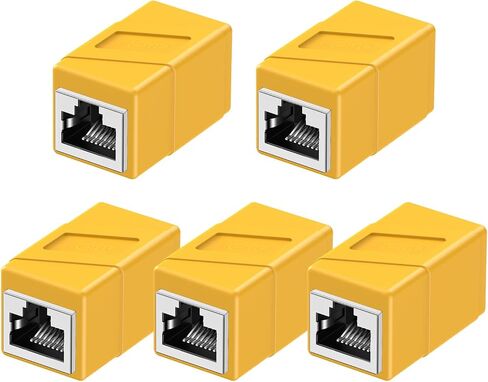 5 قطع من وصلات RJ45، هيكل من سبائك الألومنيوم، محولات إيثرنت أنثى إلى أنثى، وحدات 8 دبابيس مستقيمة من خلال الموسع، موصلات الشبكة لكابل إيثرنت Cat8/Cat7/Cat6/Cat6a/Cat5e/Cat5 (أسود) in Saudi Arabia